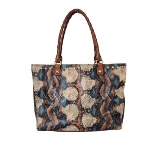 Patricia Nash Zancona Leather Tote Bag With Strap Snakeskin Print